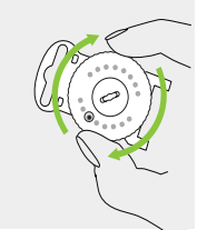 A drawing of a circular object with green arrows  Description automatically generated