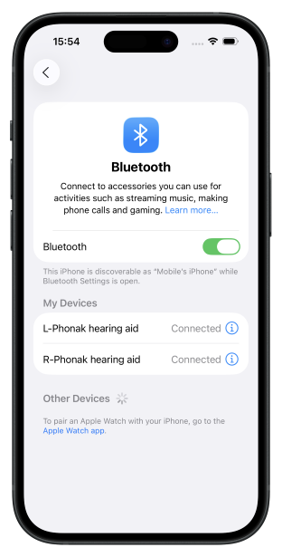 A screenshot of Bluetooth setting of the phone